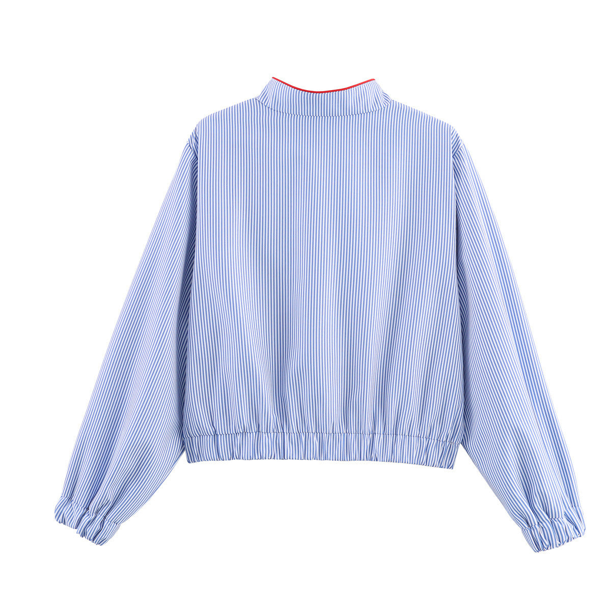 Striped heart-shaped patch with zipper pocket jacket