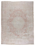 Nain – Vintage Persian Blush Pink & Ivory Overdyed Hand Knotted Wool Rug | 384 x 290 cm-0
